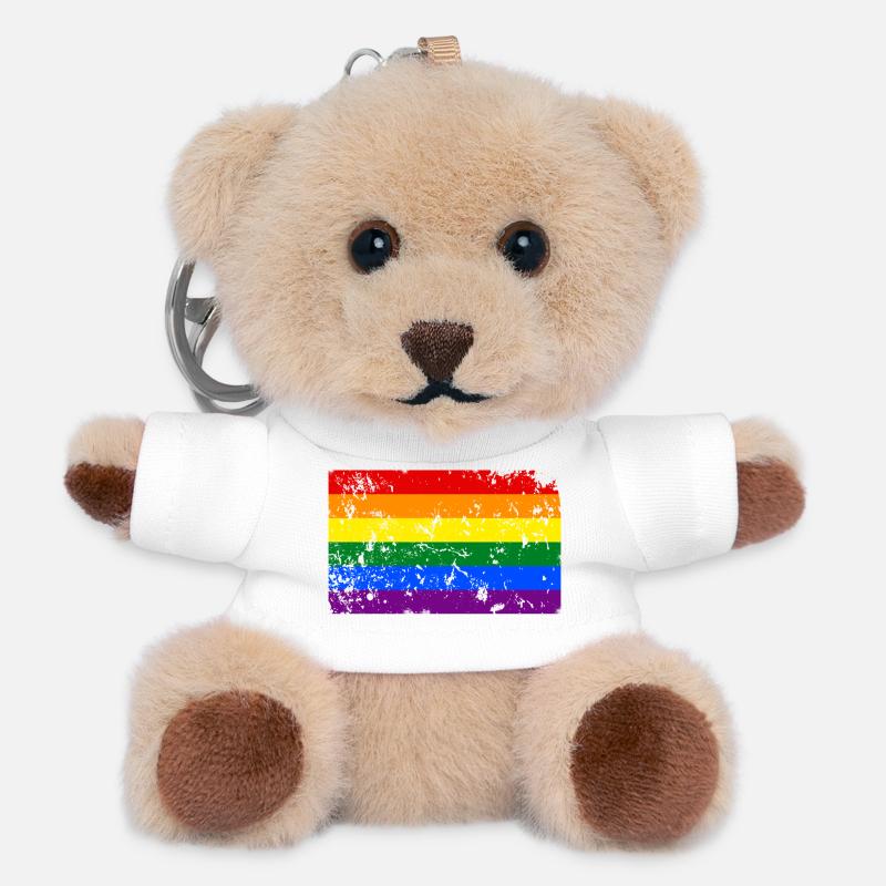 Effet vintage drapeau lgbt - Porte-clés ourson - blanc