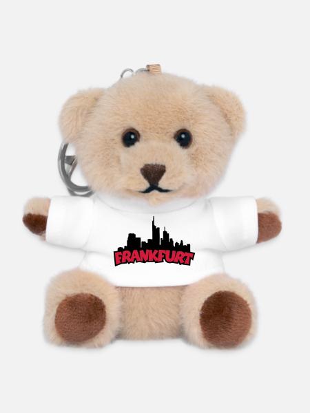 Frankfurt Skyline (Black / Red) - Teddy Keyring - white