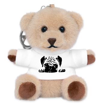 Mops - Teddy Schlüsselanhänger - Weiß - Vorne