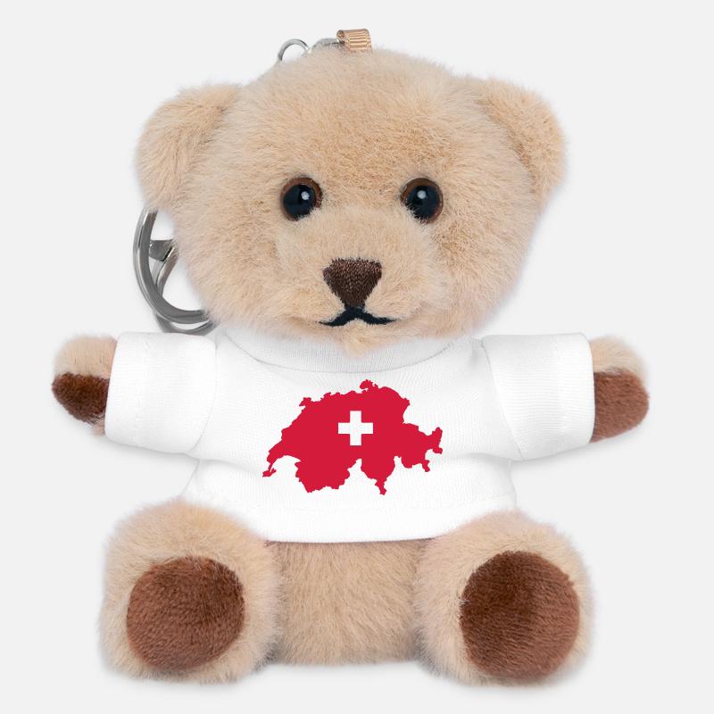 Switzerland - Teddy Keyring - white