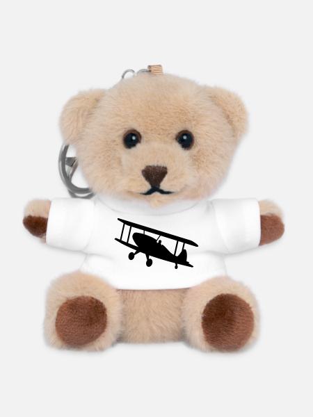 flugzeug luftfahrt doppeldecker - Teddy Schlüsselanhänger - Weiß