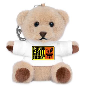 ACHTUNG GRILL-AUFSICHT - Teddy Schlüsselanhänger - Weiß - Vorne