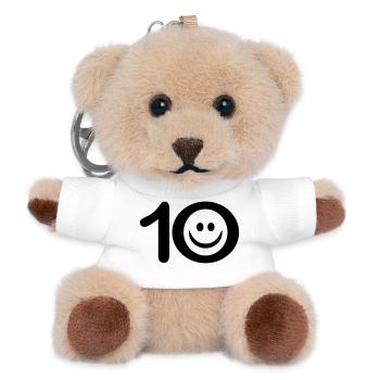 Zum Zehnten: 10 mit Lächel-Gesicht - Teddy Schlüsselanhänger - Weiß - Vorne