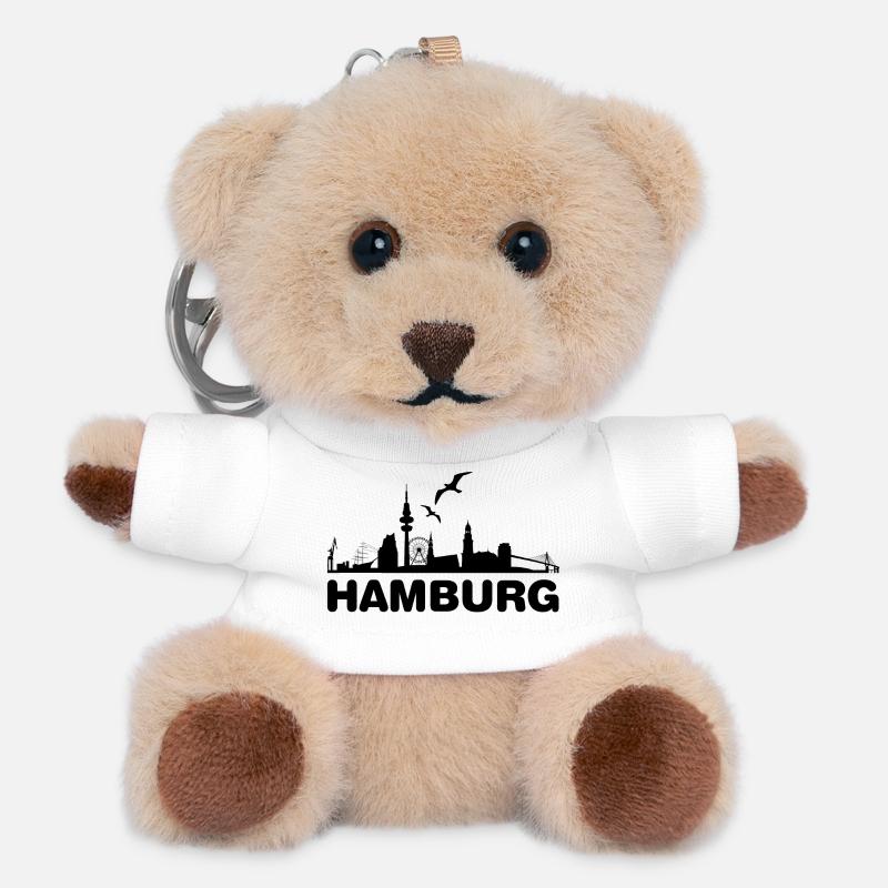 Hamburg Skyline black - Teddy Keyring - white