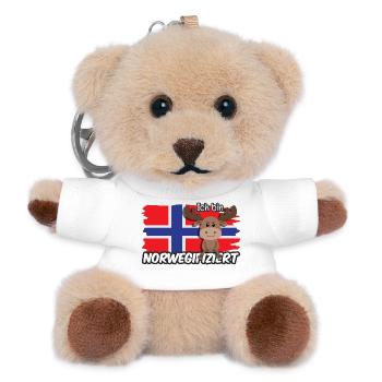 Ich bin Norwegifiziert Spruch Flagge Elch - Teddy Schlüsselanhänger - Weiß - Vorne