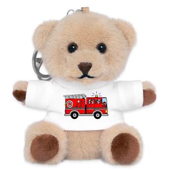 Feuerwehrauto mit Heulensirene - Teddy Schlüsselanhänger - Weiß - Vorne
