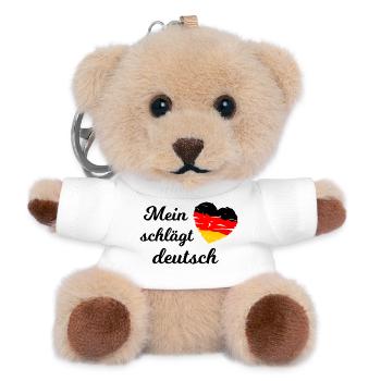 Mein Herz schlägt Deutsch - Teddy Schlüsselanhänger - Weiß - Vorne