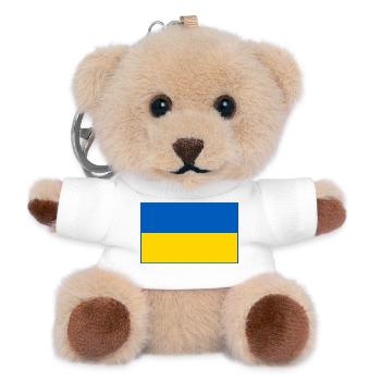 Ukraine flag blue outline - Teddy Keyring - white - Front
