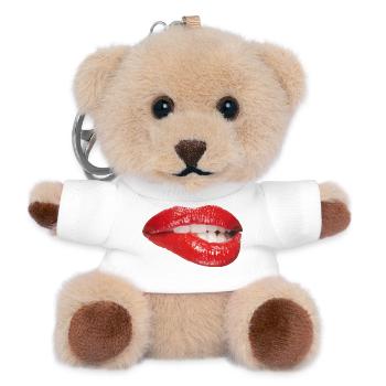 Crimson Lip Bite Pop Art - Teddy Schlüsselanhänger - Weiß - Vorne
