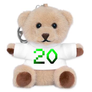 jubiläumsfeier, 20 Pixelig - Teddy Schlüsselanhänger - Weiß - Vorne