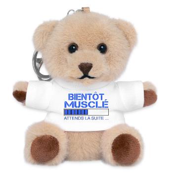 Bientôt Musclé - Attends la Suite - Porte-clés ourson - blanc - Devant