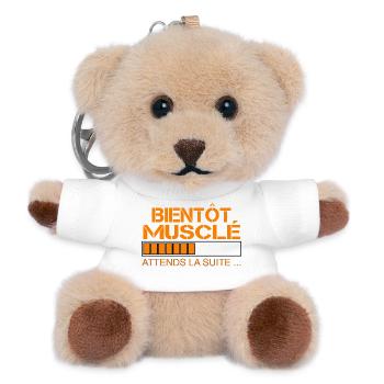 Bientot musclé orange - Porte-clés ourson - blanc - Devant