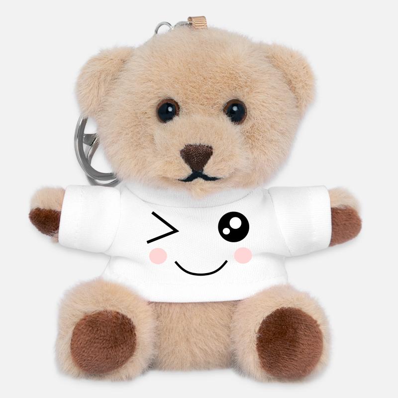 cute Gesicht Kawaii - Teddy Schlüsselanhänger - Weiß
