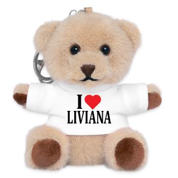 nom t-shirt J’aime Liviana t-shirt idée cadeau - Porte-clés ourson - blanc - Devant