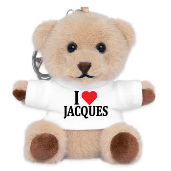 t-shirt J’aime Jacques idée cadeau t-shirt - Porte-clés ourson - blanc - Devant