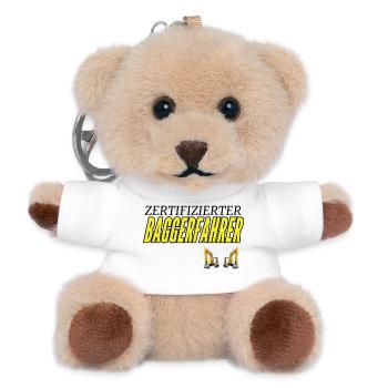 Zertifizierter Baggerfahrer - Teddy Schlüsselanhänger - Weiß - Vorne