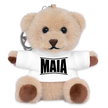 Name T-Shirt Maia T-Shirt Geschenkidee - Teddy Schlüsselanhänger - Weiß - Vorne