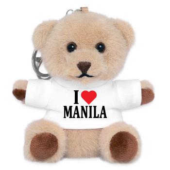 Name T-Shirt I love Manila T-Shirt Geschenkidee - Teddy Schlüsselanhänger - Weiß - Vorne