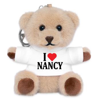 T-Shirt Name I love Nancy T-Shirt Geschenkidee - Teddy Schlüsselanhänger - Weiß - Vorne