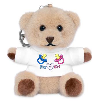 Boy or Girl Herzdesign Babyprint - Teddy Schlüsselanhänger - Weiß - Vorne