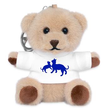 Cheerful Cat and Dog Silhouettes - Teddy Keyring - white - Front