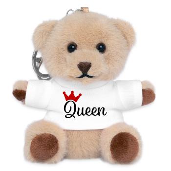 Queen with Crown - Teddy Keyring - white - Front
