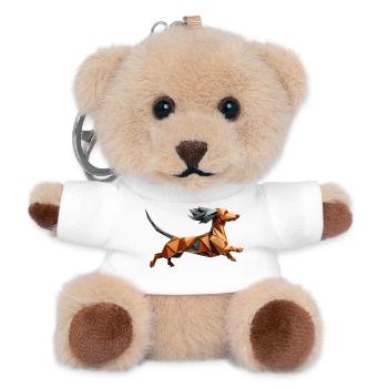 Dachshund Dog Running Origami Geometric 3D - Teddy Keyring - white - Front
