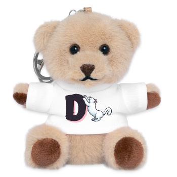 Katze Buchstabe D - Teddy Schlüsselanhänger - Weiß - Vorne