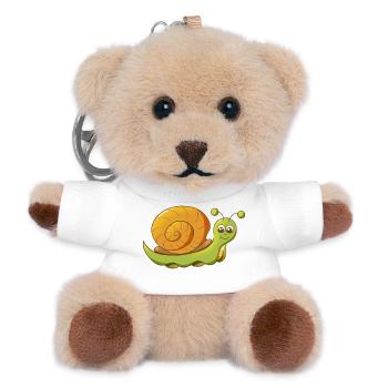 niedlich lächelnde Comic Schnecke - Teddy Schlüsselanhänger - Weiß - Vorne
