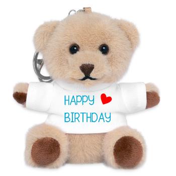 HAPPY BIRTHDAY. JOYEUX ANNIVERSAIRE. ANNIVERSAIRE. - Porte-clés ourson - blanc - Devant