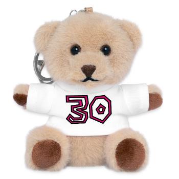 30. 30 ANS. 30e ANNIVERSAIRE. ANNIVERSAIRE 30 ANS. - Porte-clés ourson - blanc - Devant