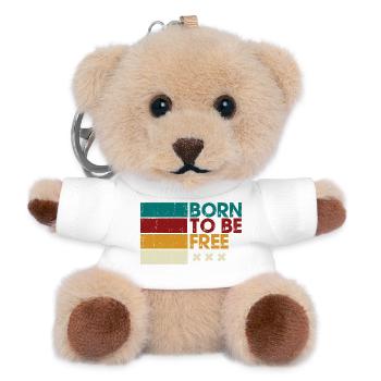 Born to Be Free Striped Logo - Teddy Keyring - white - Front