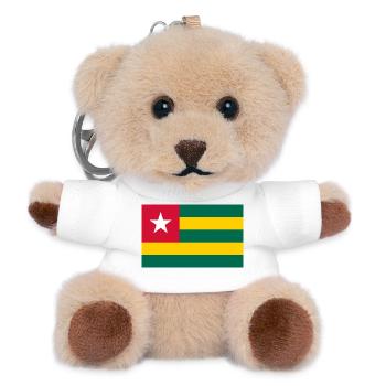 Togo – Flagge mit roter Ecke und gelben Streifen - Teddy Schlüsselanhänger - Weiß - Vorne