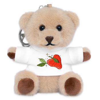Herz-Erdbeere - Teddy Schlüsselanhänger - Weiß - Vorne