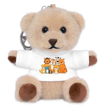 Verspielte Tierfamilie Comic Design - Teddy Schlüsselanhänger - Weiß - Vorne