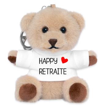 RUHESTAND. RUHESTAND. PENSIONIERT. RUHESTAND - Teddy Schlüsselanhänger - Weiß - Vorne