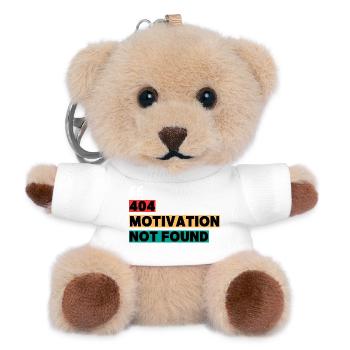 404 Motivation Not Found – Funny Quote - Teddy Keyring - white - Front