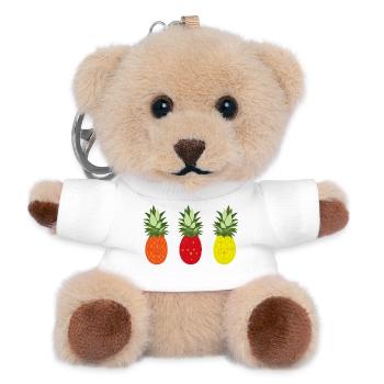 Bunte Ananas Muster für Sommer und Freizeit - Teddy Schlüsselanhänger - Weiß - Vorne