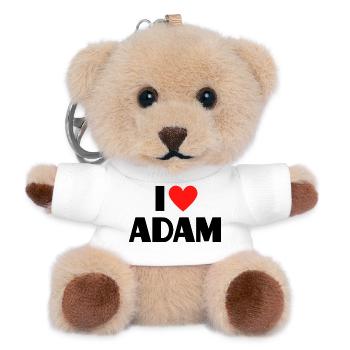 I love Adam Red Heart Love Fan Gift - Teddy Keyring - white - Front