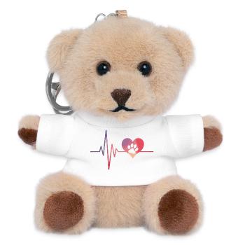Hundepfote mit Herzschlag Tierliebhaber - Teddy Schlüsselanhänger - Weiß - Vorne