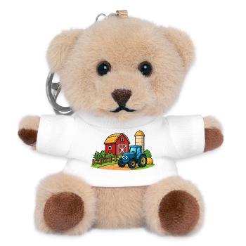Lustiger Bauernhof mit Traktor - Teddy Schlüsselanhänger - Weiß - Vorne