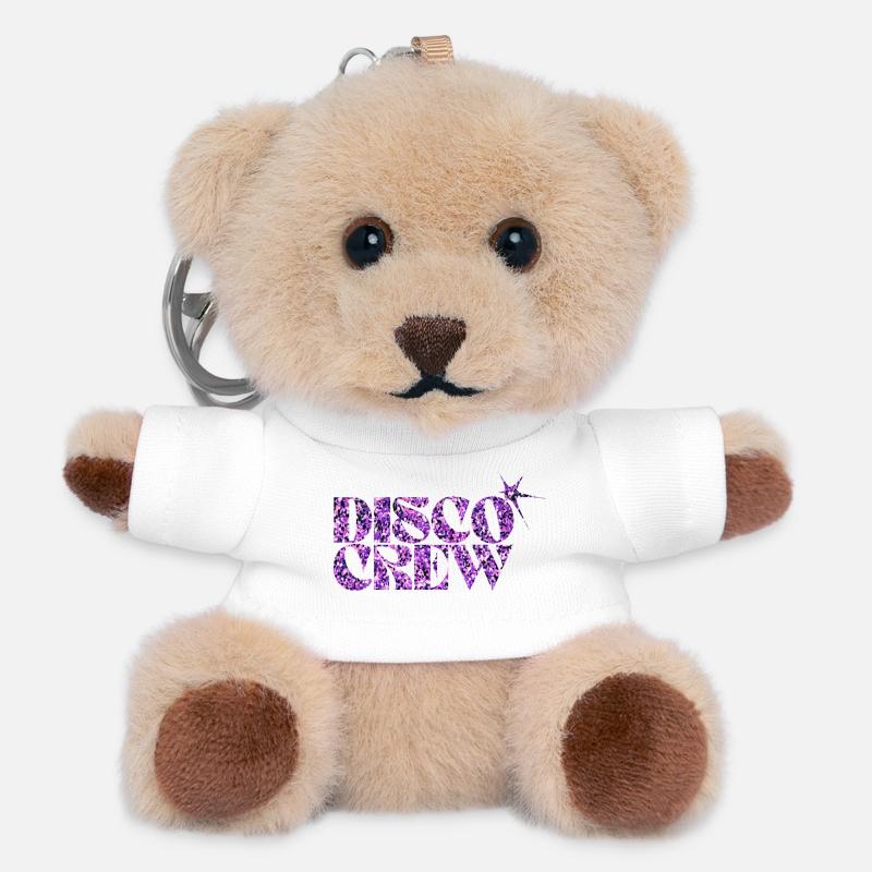 Disco Crew Purple Glitter Logo - Teddy Keyring - white