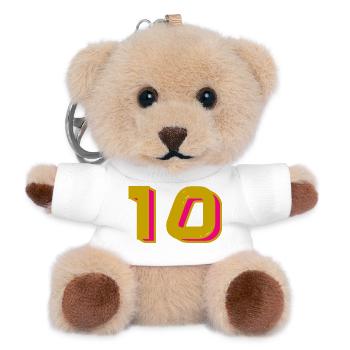 10. 10 ANS. 10e ANNIVERSAIRE. ANNIVERSAIRE 10 ANS. - Porte-clés ourson - blanc - Devant