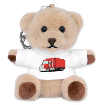 Red Cargo Truck Illustrated Style - Teddy Keyring - white - Front
