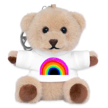 Lebendiger Regenbogenbogen - Teddy Schlüsselanhänger - Weiß - Vorne