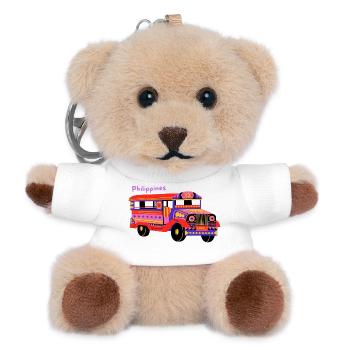 Balade en jeepney – Culture philippine - Porte-clés ourson - blanc - Devant