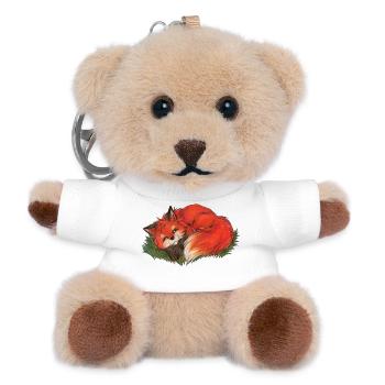 Süßer Fuchs Geschenk für Fuchsfan Jungen & Mädchen - Teddy Schlüsselanhänger - Weiß - Vorne