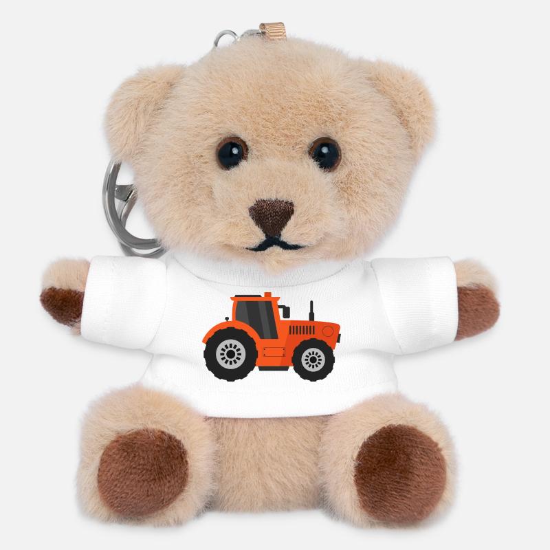 tracteur - Porte-clés ourson - blanc