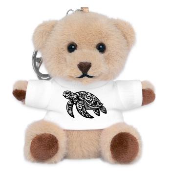 Tribal Magie – Schildkröte aus Ornamenten - Teddy Schlüsselanhänger - Weiß - Vorne