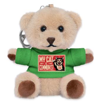 Meine Katze ist Kommunistin - Lustige Katze PropagandaT-Shirt - Teddy Schlüsselanhänger - Grün - Vorne